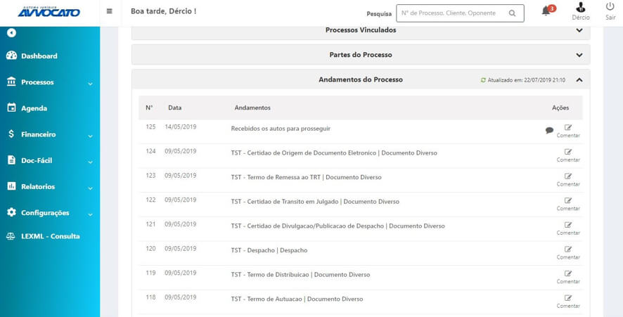Controle de Andamentos